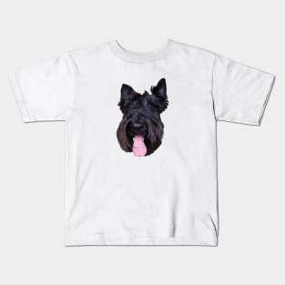 Scottish Terrier Cute Puppy Dog Head Kids T-Shirt